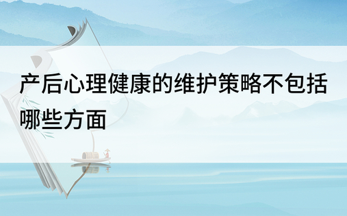 产后心理健康的维护策略不包括哪些方面