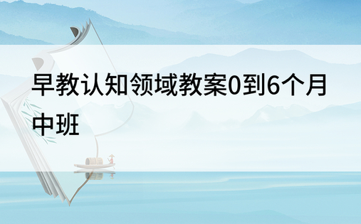 早教认知领域教案0到6个月中班