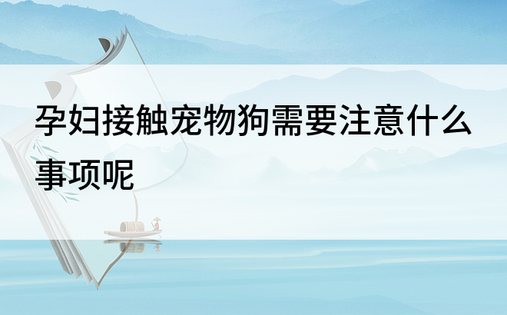 孕妇接触宠物狗需要注意什么事项呢